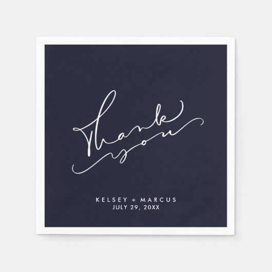 Dank u dat u Navy Blue Wedding Napkins bent Servet (Voorkant)