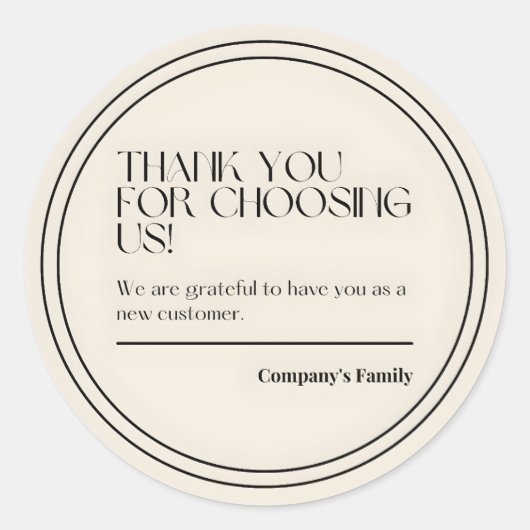 dank u dat u ons hebt gekozen ronde sticker (Voorkant)