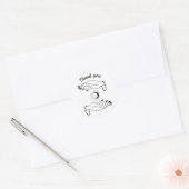 Dank u dat u zwarte lijn met handenschotel ronde sticker (Envelop)