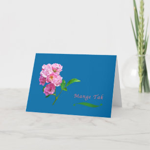 Dank u, de Deense, Roze Rozen van de Tuin en Kever Bedankkaart