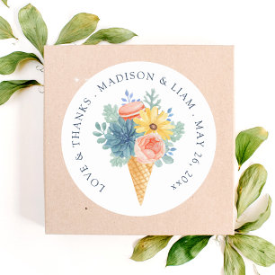 Dank u de Floral Chic Modern van de Lente Wedden Ronde Sticker