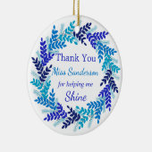 Dank u, de geschenk blauw kerstgeschut van de lera keramisch ornament (Rechts)