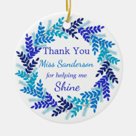 Dank u, de geschenk blauw kerstgeschut van de lera keramisch ornament