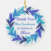 Dank u, de geschenk blauw kerstgeschut van de lera keramisch ornament (Achterkant)