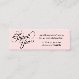 Dank u de moderne roze klantenloyaliteitskorting mini visitekaartje