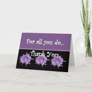 DANK U de PAARSE BLOEMEN van de Dag van Beroeps Bedankkaart