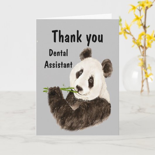 Dank u Dental Assistant voor Funny Panda Beer Kaart (Gele Bloem)