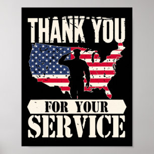 Dank u dienst Veteraan Amerika Patriot Militaire Poster