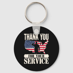 Dank u dienst Veteraan Amerika Patriot Militaire Sleutelhanger