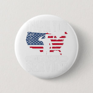 Dank u dienst Veteraan Salute Patriot Militaire Ronde Button 5,7 Cm