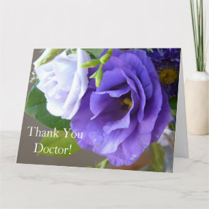 Dank u Doctor- Paarse Bloemen Bedankkaart