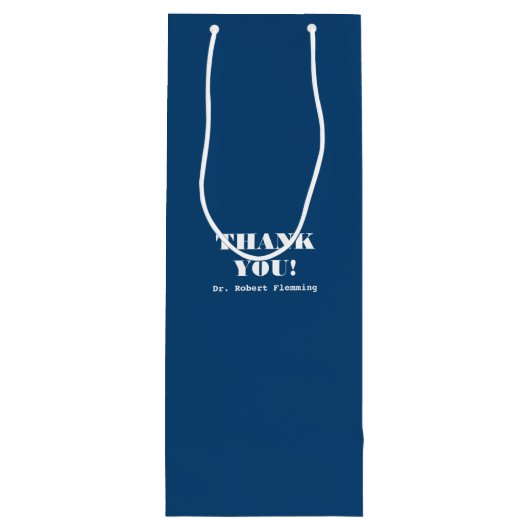 Dank u, dokter. Aangepaste naam Wijn Cadeautas (Achterkant)