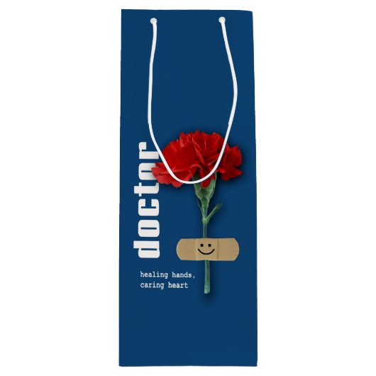 Dank u, dokter. Aangepaste naam Wijn Cadeautas (Voorkant)