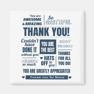 Dank u donkerblauw bericht magneet