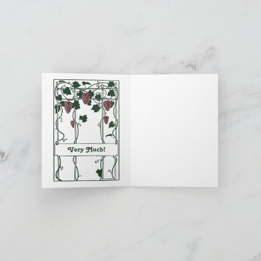 Dank u-druif wijnstokken-Art Deco-Elegant Bedankkaart (Binnen)