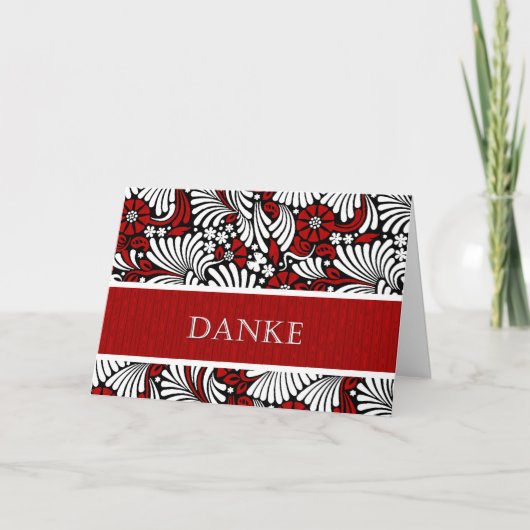 Dank u, Duits Informal Red en White Bedankkaart (Voorkant)
