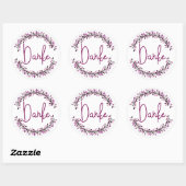 Dank u, Duitse Danke Typography Chic Leaf Wreath Ronde Sticker (Vel)