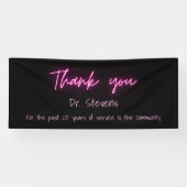 Dank u Eenvoudig Modern Zwart Roze Neon Script Spandoek (Horizontaal)