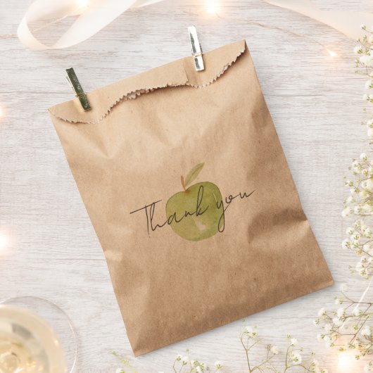 Dank u eenvoudige waterverf appelgroen bedankzakje (Geknipt)