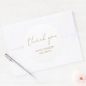 Dank u Elegant Handschrift Goud Wit Ronde Sticker (Envelop)
