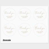 Dank u Elegant Handschrift Goud Wit Ronde Sticker (Vel)