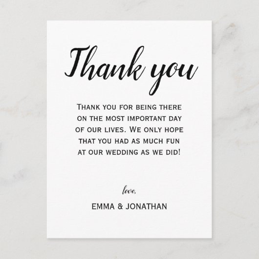 Dank U Elegant Modern Zwart en Wit Feestje Briefkaart (Voorkant)