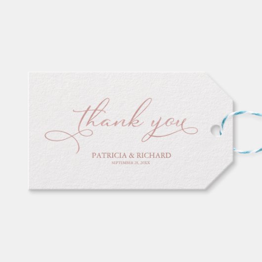 Dank u - Elegant Roos Gouden Bruiloft Favor Labels Cadeaulabel (Voorkant (Horizontaal))