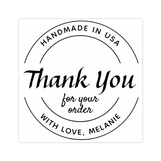 Dank u Elegant Script Circle Tekst & InkPad Rubberstempel (Afrduk)