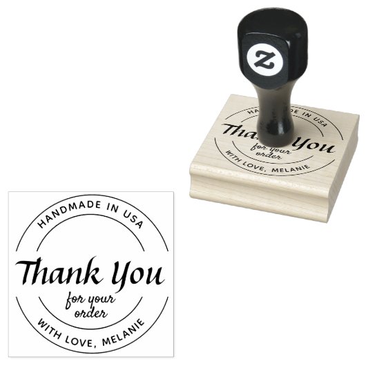Dank u Elegant Script Circle Tekst & InkPad Rubberstempel (Gestempeld)
