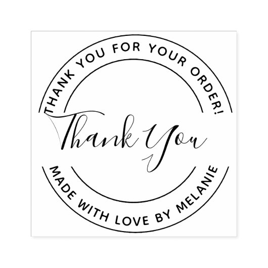 Dank u Elegant Script Circle Tekst & InkPad Rubberstempel (Afrduk)