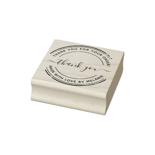 Dank u Elegant Script Circle Tekst Rubberstempel (Stempel)
