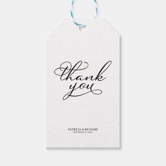 Dank u - Elegant Script Wedding Favor Labels Cadeaulabel (Voorkant)