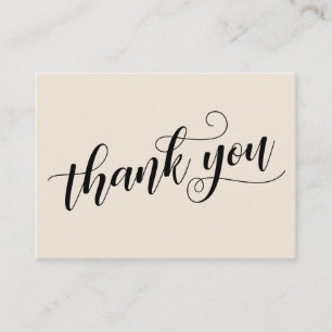 Dank u Elegant Typography Cream Wedding Favor Informatiekaartje