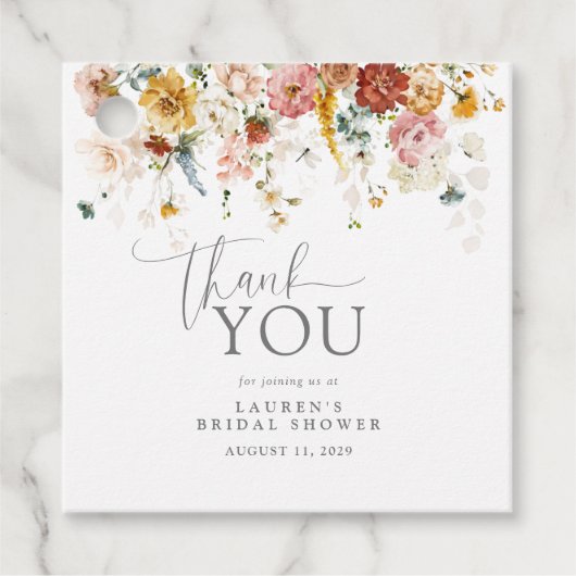 Dank u Elegant Waterverf Flowers Vrijgezellenfeest Bedankjes Labels (Voorkant)