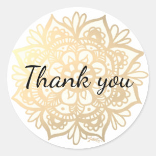 Dank U Elegante Gouden Mandala Bloem Ronde Sticker