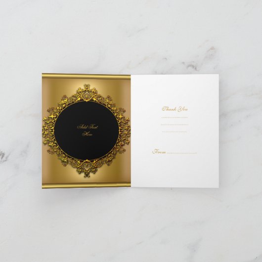 Dank u Elegante Gouden Zwarte Streep Bedankkaart (Binnen)