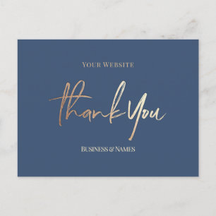 Dank U Elegante Nep Goud Folie Navy Zakelijk Briefkaart