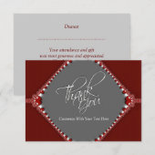 Dank U Elegante Rood & Grijs Notitie Kaart (Voorkant / Achterkant)
