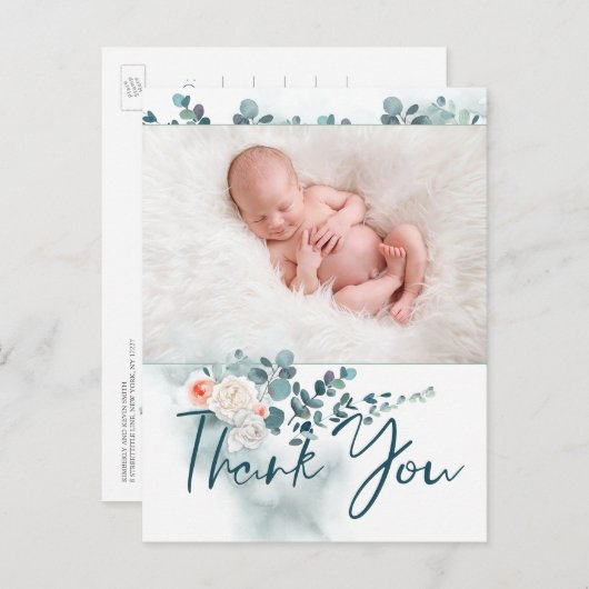 Dank u en Baby Geboorte Aankondiging (Voorkant / Achterkant)