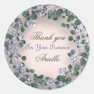 Dank u Eucalyptus Verjaardag Blauw groen poeder Ronde Sticker
