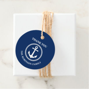 Dank u familienaam nautische Zee Anker Navy Bedankjes Labels