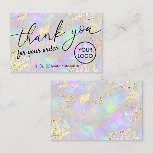Dank u Faux Glitter Opal Texture visitekaartje (Voorkant / Achterkant)