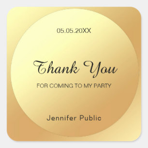 Dank u Faux Gold Sjabloon Elegante kalligrafie Vierkante Sticker