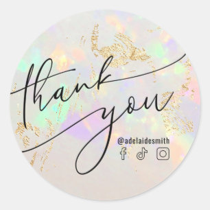 Dank u Faux Iridescent Opal Ronde Sticker