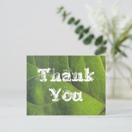 Dank U Felgroene Blad Natuurwaardering Briefkaart (Staand voorkant)