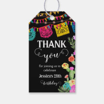 Dank u Fiesta Cactus Mexican Floral Gift Label