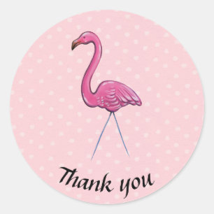 Dank u flamingo polka dot ronde sticker