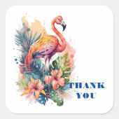Dank u Flamingo Vierkante Sticker (Voorkant)