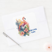 Dank u Flamingo Vierkante Sticker (Envelop)