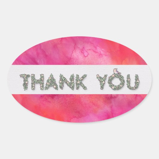Dank u Floral met Helderheid Achtergrond Ovale Sticker (Voorkant)